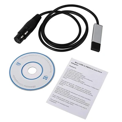 Imagen de Wincal Adaptador,Mini USB a DMX Interfaz Adaptador Controlador DMX512 Computadora Controladores de iluminación escenario Atenuador