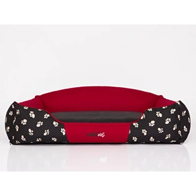 Imagen de Bjird Cama Perro Cuna para Perros Dormir, con Funda de Cordura Extraíble (Lavable a 30) Pequeños y Grandes Sofa 110 x 84 cm Rojo