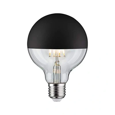 Imagen de Paulmann 28676 lámpara LED filamento G95 6 vatios bombilla cúpula espejo negro mate 2700 K blanco cálido regulable E27
