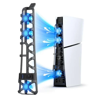 Imagen de NexiGo PS5 Slim Silent Enhanced Cooling Fan with Adjustable Speed, Auto Power On/Off, USB 3.0 Port, Efficient System for Both Disc and Digital Editions