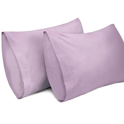 Imagen de Lirex 2 Paquetes Fundas de Almohada, 100% Algodón 400 Hilos Transpirable Almohada la Cubiertas (40 x 70 cm， Púrpura Claro)