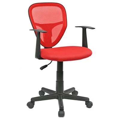 Imagen de CARO Möbel Silla giratoria para niños Studio ergonómica de escritorio con reposabrazos, ajustable, color rojo, ideal niños, malla transpirable, fácil montaje [hasta 80 kg]