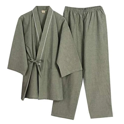 Imagen de Fancy Pumpkin Toga de Bata Hombre Color Marrón Claro Japonés Noche Kimono Pijama [Talla L]