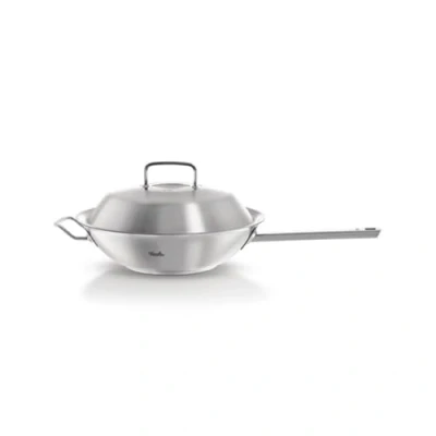 Imagen de Fissler Original Profi Collection Sartén wok de acero inoxidable, 30 cm diámetro y 4,1 L, con tapa metal, sin revestimiento, inducción