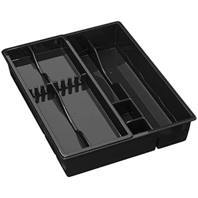 Imagen de WELLGRO Bandeja para cubiertos 39 x 30,5 7,0 cm (largo ancho alto) 7 estantes Material libre de BPA Color: Negro