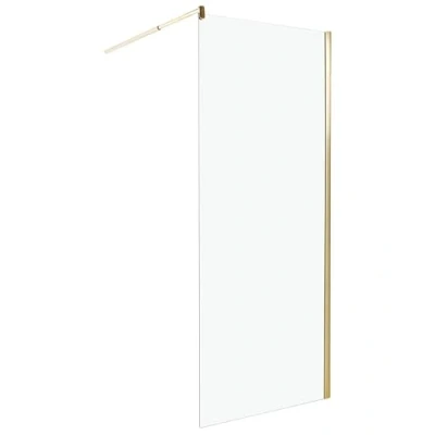 Imagen de Mampara de ducha vidrio templado sin puerta dorado 80 x 190 cm Ahaus