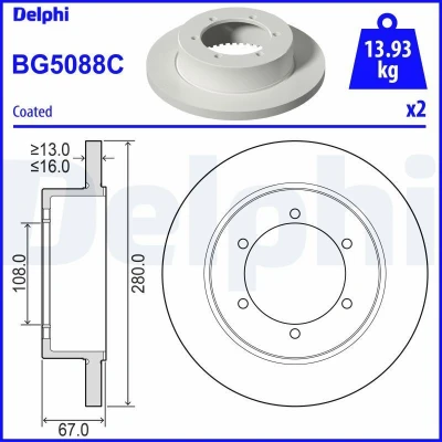 Imagen de Disco de frenon DELPHI BG5088C, 2 Pieza