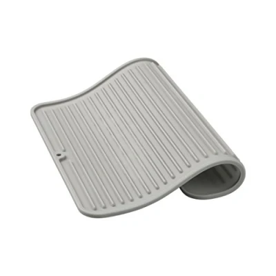 Imagen de iDesign Lineo Tapete escurridor, alfombrilla escurreplatos compacta de silicona para secar cubiertos y vajilla, gris