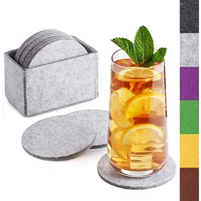 Imagen de Sidorenko Posavasos de fieltro redondo para vasos Juego 10 incl. caja diseño en púrpura bebidas, copas, bar, vaso mesa premium