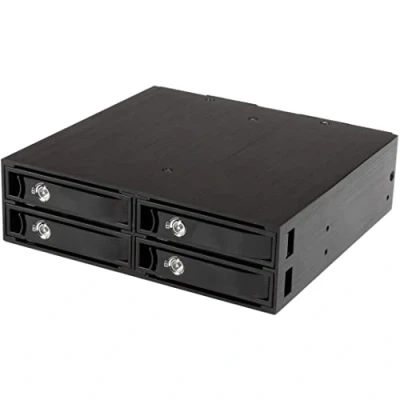 Imagen de StarTech.com Backplane Rack Móvil de 4 Bahías para Unidades Disco SATA/SAS 2,5 Pulgadas Intercambio en Caliente SSDs o HDDs 5 a 15mm Compatible con SAS II y SATA III (SATSASBP425)