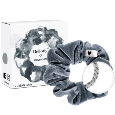 Imagen de Bellody® Scrunchies Terciopelo suave y aterciopelado, agarre fuerte, aspecto de terciopelo, colores exclusivos (1 unidad, gris urbano) Coletero Scrunchie en
