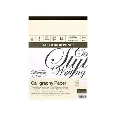 Imagen de DALER ROWNEY Bloc Encolado ideal para Caligrafía Calligraphy, de Formato 21 x 29,7 cm, con 30 Hojas Papel 90 g/m2 Grano Fino