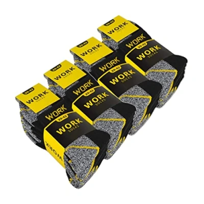 Imagen de sockenkauf24 10 o 20 Pares Calcetines de Trabajo Cortos Hombre Reforzados Algodón WORK (39 42 Negro/Gris)