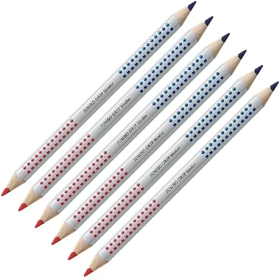 Imagen de FABER CASTELL 205083 Lápices de color Jumbo Grip, separador silábico, 6 piezas, rojo y azul, ideal para principiantes