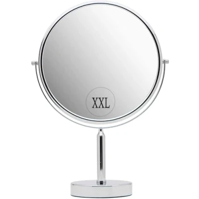 Imagen de Espejo Extragrande de Baño, Maquillaje con Aumento 3X, Redondo Mesa Rotación 360, para Tocador sin Luz, 3X/1X Magnifying Mirror, Diámetro 28 cm