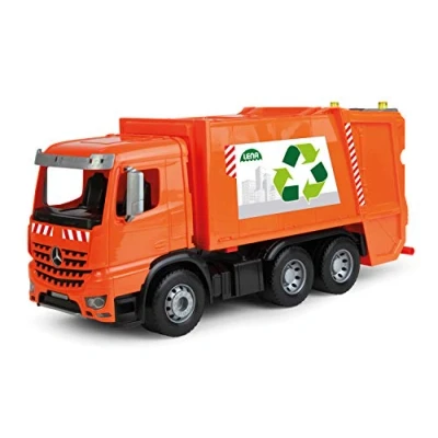 Imagen de Lena Worxx 4614 Coche de basura, Mercedes Benz Arocs, aprox. 53 cm, vehículo utilitario para niños a partir 3 años, resistente camión basura con 2 contenedores