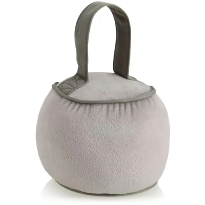 Imagen de com four® Tope de Puerta con manija Extra Pesado Soporte 1,8 kg Costuras Reforzadas Accesorio para el hogar Bloque Freno Ventanas y Puertas (Redondo Gris Pardo)
