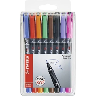 Imagen de Marcador permanente STABILO OHPen universal punta superfina Estuche con 8 colores