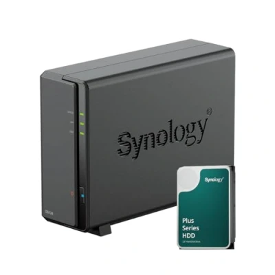 Imagen de Paquete NAS Synology DS124 de 1 GB con Disco 4TB HAT3300, sin ensamblar Negro