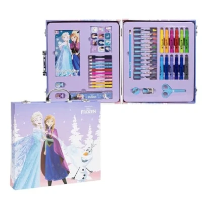 Imagen de Set de Papeleria Inspirado en Frozen Color Lila 30 X 27 4 Cm Incluye Maletín con Todo Lo Necesario Para Colorear Producto Original Diseñado España