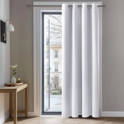 Imagen de Deconovo Cortinas Dormitorio Salon Opacas Moderna con Ojales, Termicas Aislantes Frio y Calor 132x242 cm(Ancho x Alto) Gris Perla, 1 Pieza