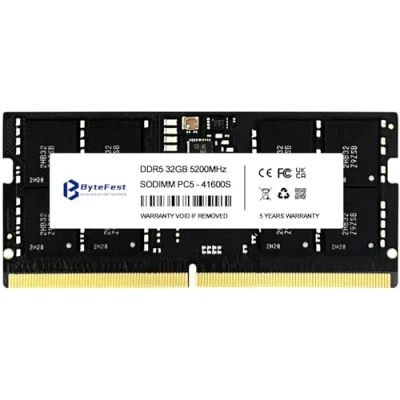 Imagen de Bytefest DDR5 RAM 32GB 5200MHz CL42 1.1V SODIMM PC5 41600 Compatible portátil/Cuaderno/NUC/All in One Módulo de Memoria