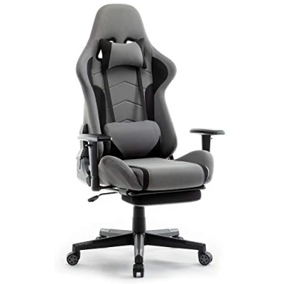 Imagen de IntimaTe WM Heart Silla Gaming de Tela, Gamer Ergonómica, con Reposapiés, Oficina Racing Reposabrazos Ajustables,Silla Ordenador Cojín Lumbar,Silla Giratoria,Gris