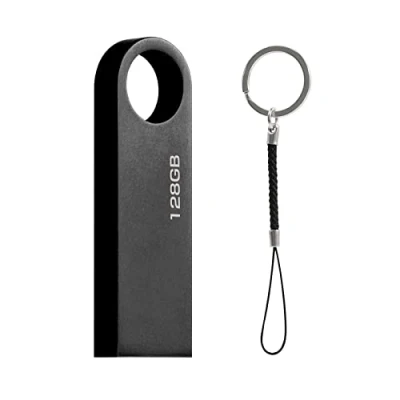Imagen de Pen Drive 128GB, Mini Memorias USB 128GB Unidad Flash Memoria Stick 128 GB con Llavero Colgante para Computadoras, Tabletas y Otros Dispositivos…(Negro)
