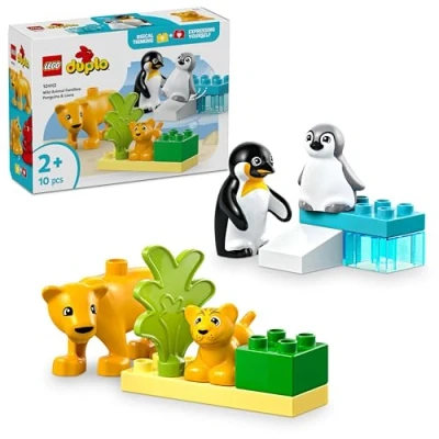 Imagen de LEGO Duplo Mi Ciudad Familias de la Fauna Salvaje: Pingüinos y Leones Figuras Animales Juguete Construcción, Juguetes Montessori para Niños Niñas 2 Años o Más, Juego Educativo 10442