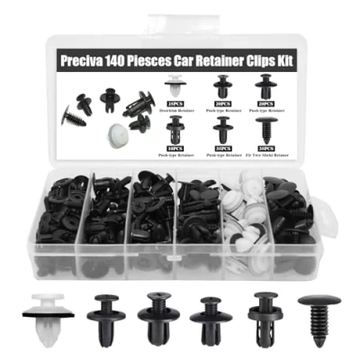 Imagen de Dunkwckore 140 Pcs Grapas Coche, Remaches Plastico Incluye 6 Tipos de para Puertas y Clips Plástico Universales Parachoques, Herramienta Fijación Remaches, Clip Bandeja Maletero