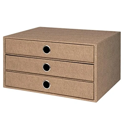 Imagen de Rössler Papier 1524452603 S.O.H.O. Caja de 3 cajones para DIN A4, con agujero asa, Special Line Avellana, 343 x 250 185 mm, 1 unidad