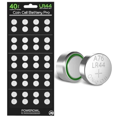 Imagen de POWEROWL 40 Pilas de Botón Alcalinas AG13 LR44 1.5 V, A76/ V13GA / GP76A 357 SR44W Baterías