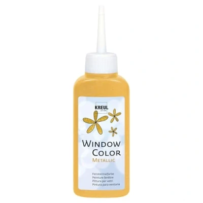 Imagen de KREUL 42744 Window Colour oro 80 ml, pintura al agua para ventanas con efecto metálico, superficies lisas como cristal, espejos y azulejos