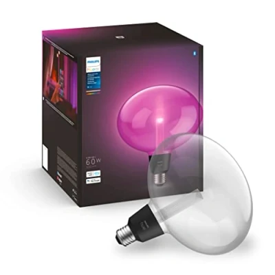 Imagen de Philips Hue Bombilla inteligente Lightguide E27 elíptica, Luz blanca y de colores, Bluetooth, compatible con Alexa Google Home