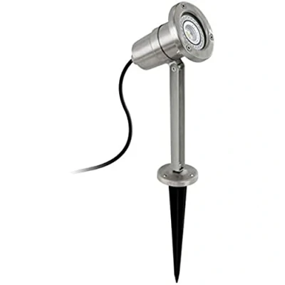 Imagen de Eglo lámpara exterior con punta de tierra Spinetoli, jardin 1 foco, acero inoxidable, color plata, portalámparas GU10, IP54