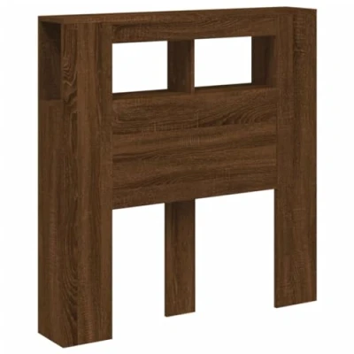 Imagen de vidaXL Cabecero LED, Cabecera con Almacenaje, Cabezal de Cama, para Dormitorio, Madera Ingeniería Roble Marrón 100x18,5x103,5 cm
