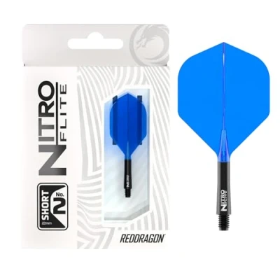 Imagen de RED DRAGON Darts Nitro Flite Integrada Sistema de Vuelo y Eje No.2 Forma diseño Negro &amp; Azul Color, Longitud Corta