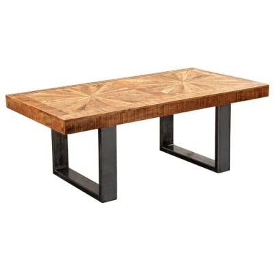 Imagen de FineBuy Mesa de Centro Industrial Rectangular 105x55x40 cm Madera Maciza Mango y Metal Auxiliar para Salón Mesita Café Sofá