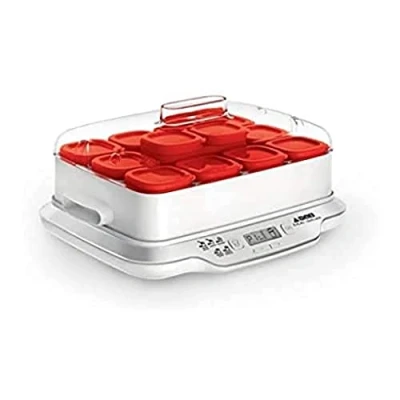 Imagen de Seb Family Multidélices Yogurtera con 12 vasos, color blanco y metálico botes rojo