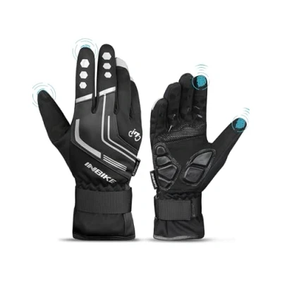 Imagen de INBIKE Guantes Ciclismo Hombre para Invierno De Pantalla Táctil Bicicleta Carretera MTB con Membrana Impermeable, AislamientoTérmico y Forro Polar(Negro,L)