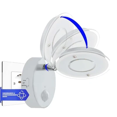 Imagen de Trango 2636 016 sensor LED Luz nocturna *NITE* en blanco con función automática directa 230V de movimiento I seguridad Lámpara enchufe pared orientación
