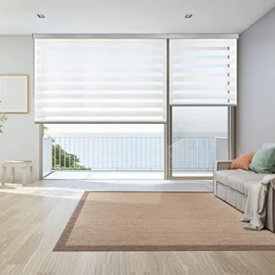 Imagen de Estores Noche y Día Premium con Galería Cuadrada cadeneta en Aluminio Máxima Calidad, enrollables Doble Tejido, Estor Dia Blanco 160cm x250cm