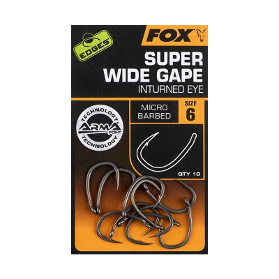 Imagen de Fox Edges Armapoint Super Wide Gape Inturned Eye Anzuelo para Carpa #4 (10 piezas) Anzuelos carpfishing