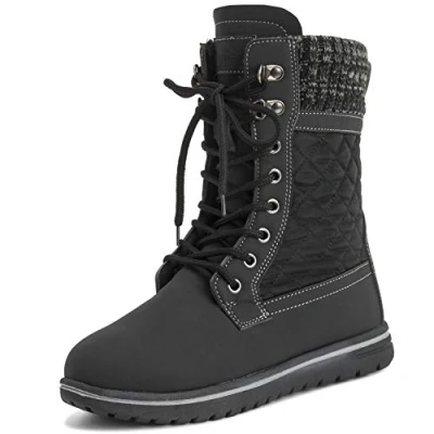 Imagen de Polar Boot Mujer Acolchado Corto Nieve Invierno Piel Sintética Calentar Durable Impermeable Botas 9 BLK42 AYC0525