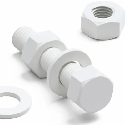 Imagen de 20x Tornillo de cabeza Hexagonal Polipropileno Blancos (PP), Pernos Tornillos y Tuercas Plástico, M8 x 40mm, arandelas