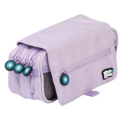Imagen de Grafoplás Estuche Escolar Tres Compartimentos con Solapa Lavanda Bits&amp;Bobs Colores Vivos 23x10x10cm Incluye Horario y Zona Identificación
