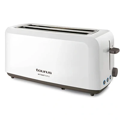 Imagen de Tostadora Taurus Mytoast Duplo, 1450W, Función cancelar, recalentar y descongelar, Iluminación LED, 6 Niveles, 2 Ranuras, Blanco