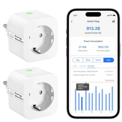 Imagen de Meross 16A Enchufe Inteligente con Mide el Consumo, Bluetooth Alexa Control Remoto y Voz, Temporizador, WiFi Compatible Alexa, Google Home SmartThings, 2 PCS