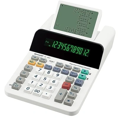 Imagen de Sharp EL 1501 Calculadora de Escritorio (Pantalla LCD 12 dígitos y 5 líneas, Funciona con Pilas, 150 x 62 228 mm), Color Blanco