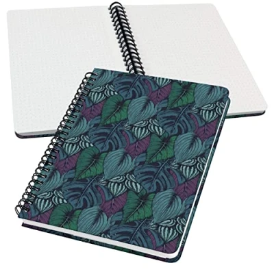 Imagen de SIGEL JN612 Jolie Libreta de espiral, Jungle Dreams, cuadriculado con puntos (impresión Dot), 100 g/m², 16,2 x 21,5 cm, tapa dura, 120 páginas, púrpura, turquesa, verde